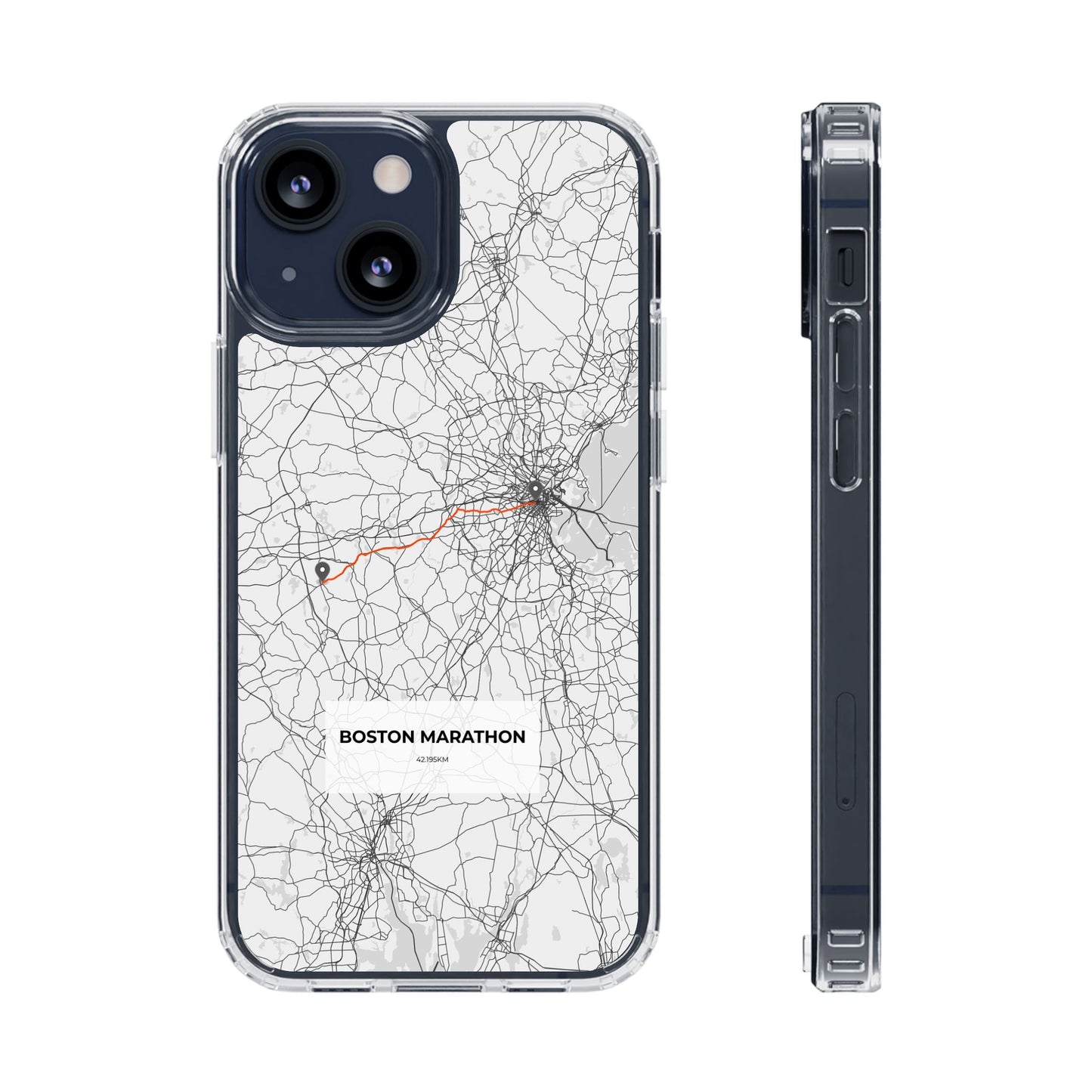 Boston Marathon Route Clear Impact-Resistant Phone Case