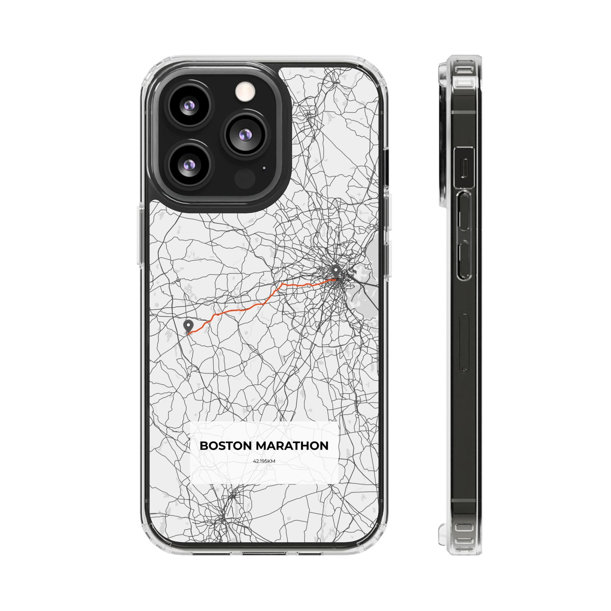 Boston Marathon Route Magnetic Clear Impact-Resistant Phone Case