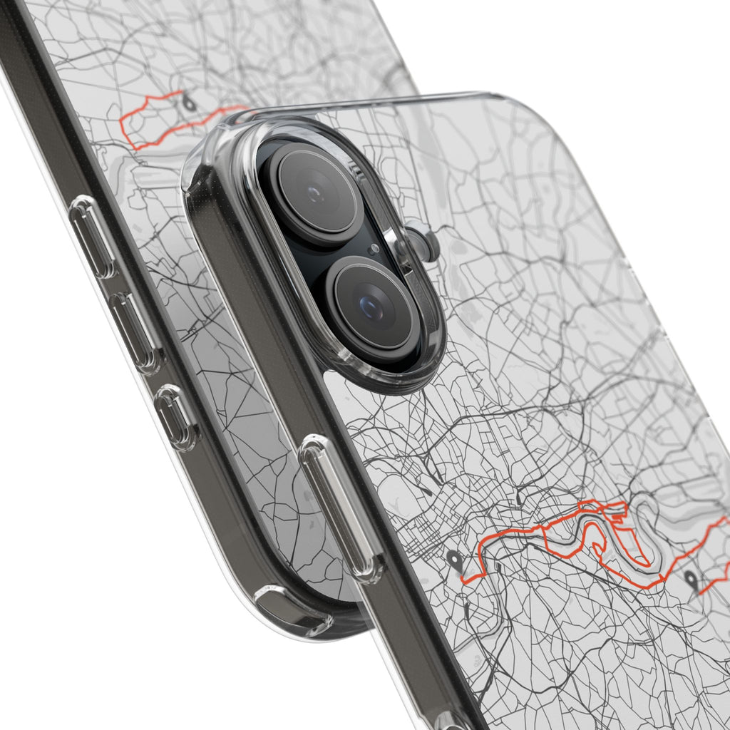 London Marathon Route Clear Impact-Resistant Phone Case