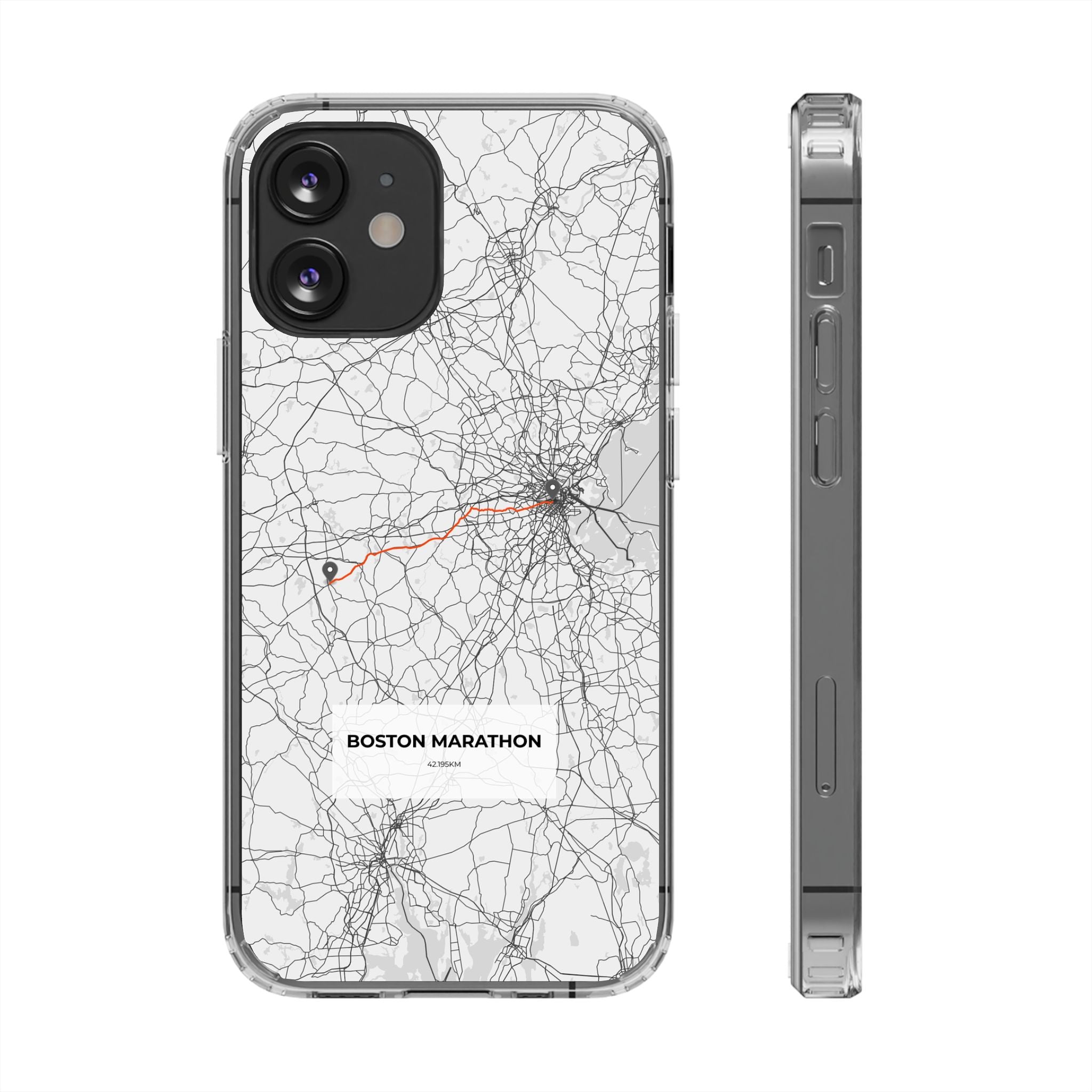 Boston Marathon Route Clear Impact-Resistant Phone Case