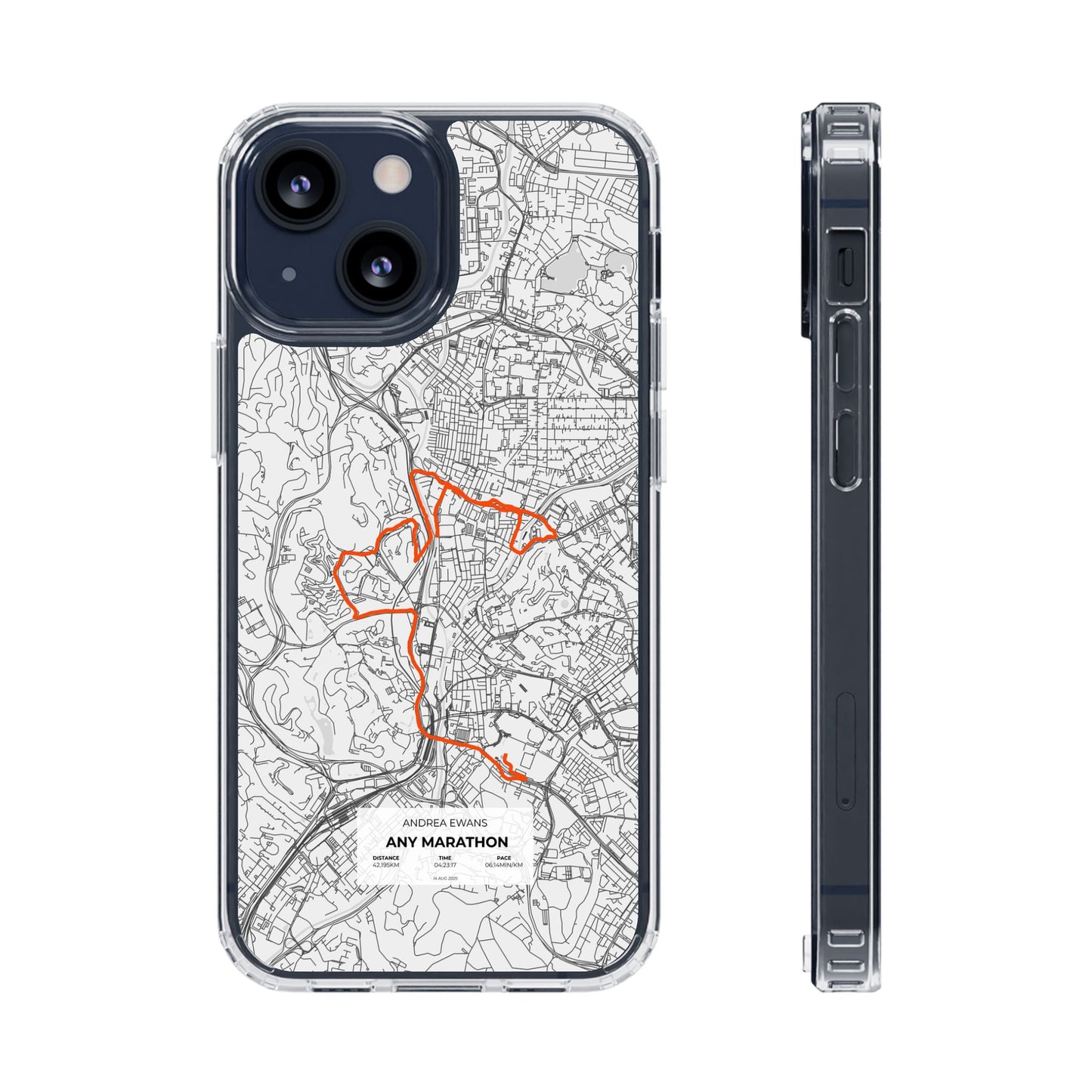 Customized Marathon Route Magnetic Clear Impact-Resistant Phone Case