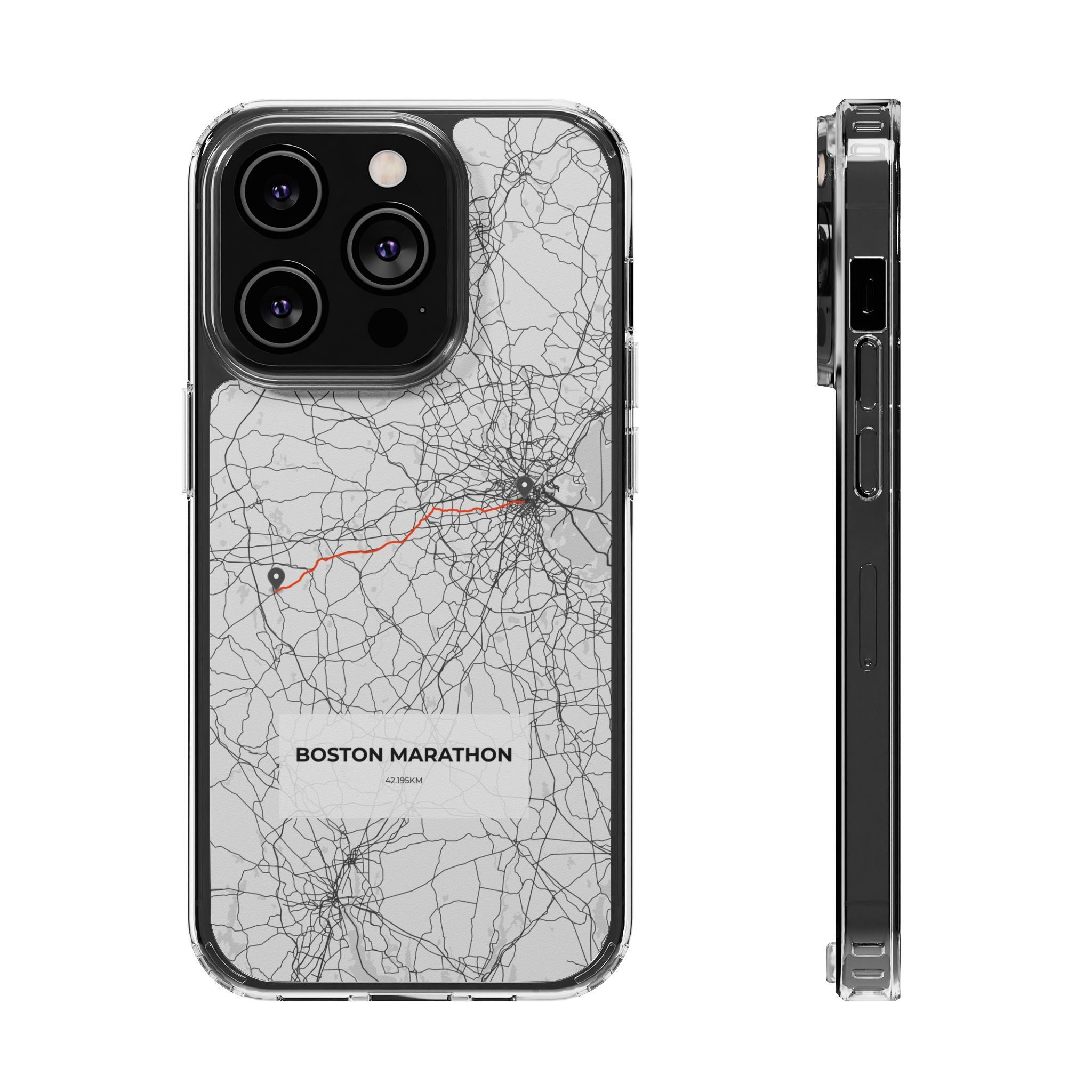 Boston Marathon Route Clear Impact-Resistant Phone Case
