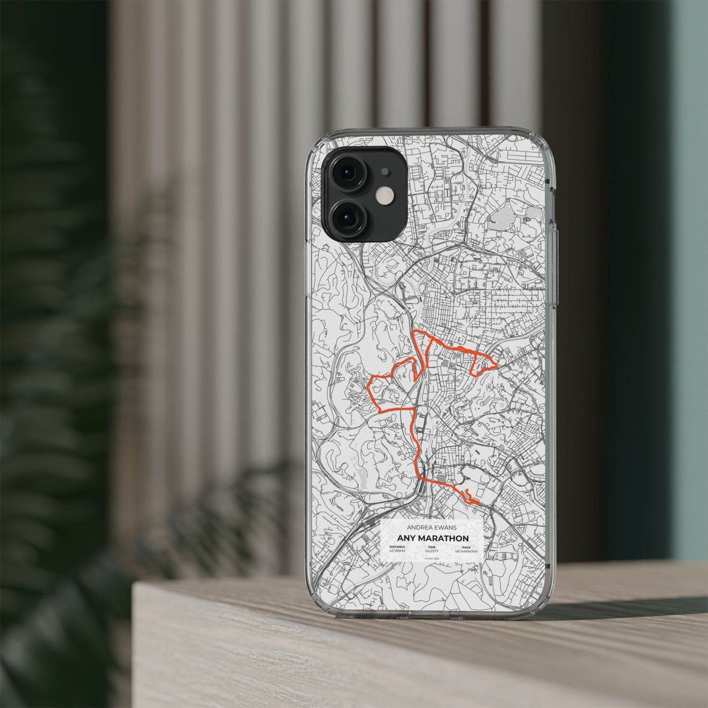 Customized Marathon Route Clear Impact-Resistant Phone Case