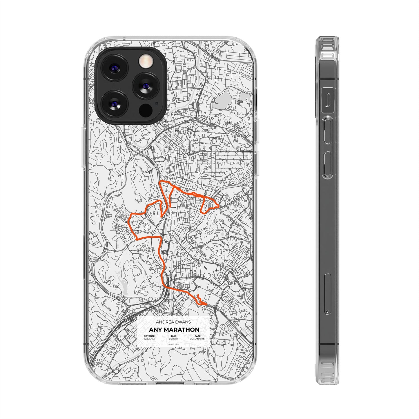 Customized Marathon Route Clear Impact-Resistant Phone Case