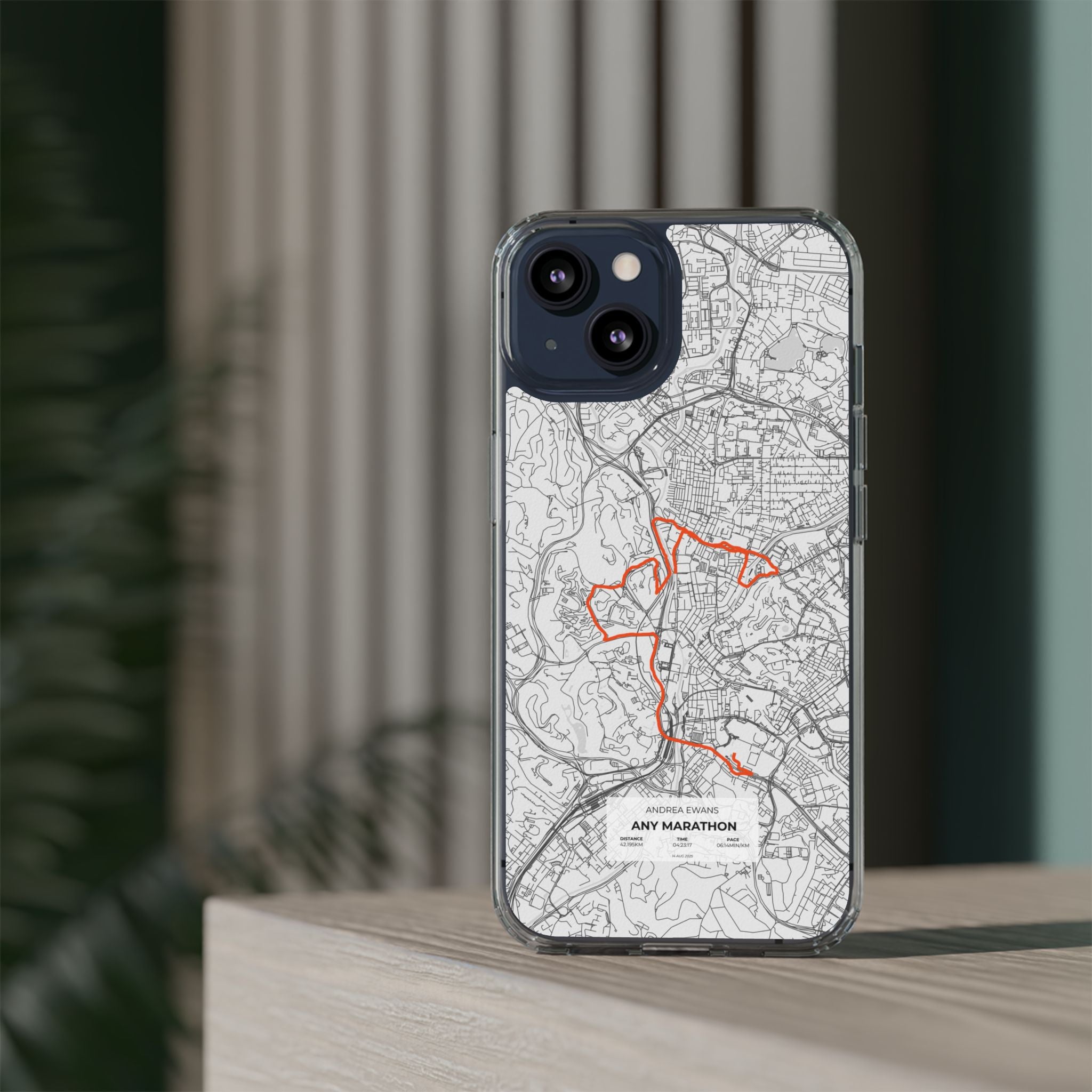 Customized Marathon Route Clear Impact-Resistant Phone Case