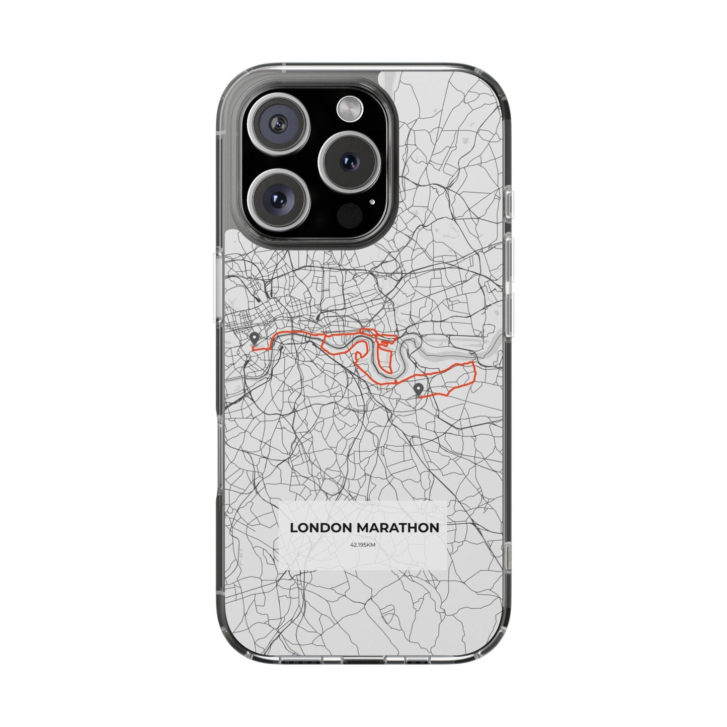London Marathon Route Clear Impact-Resistant Phone Case
