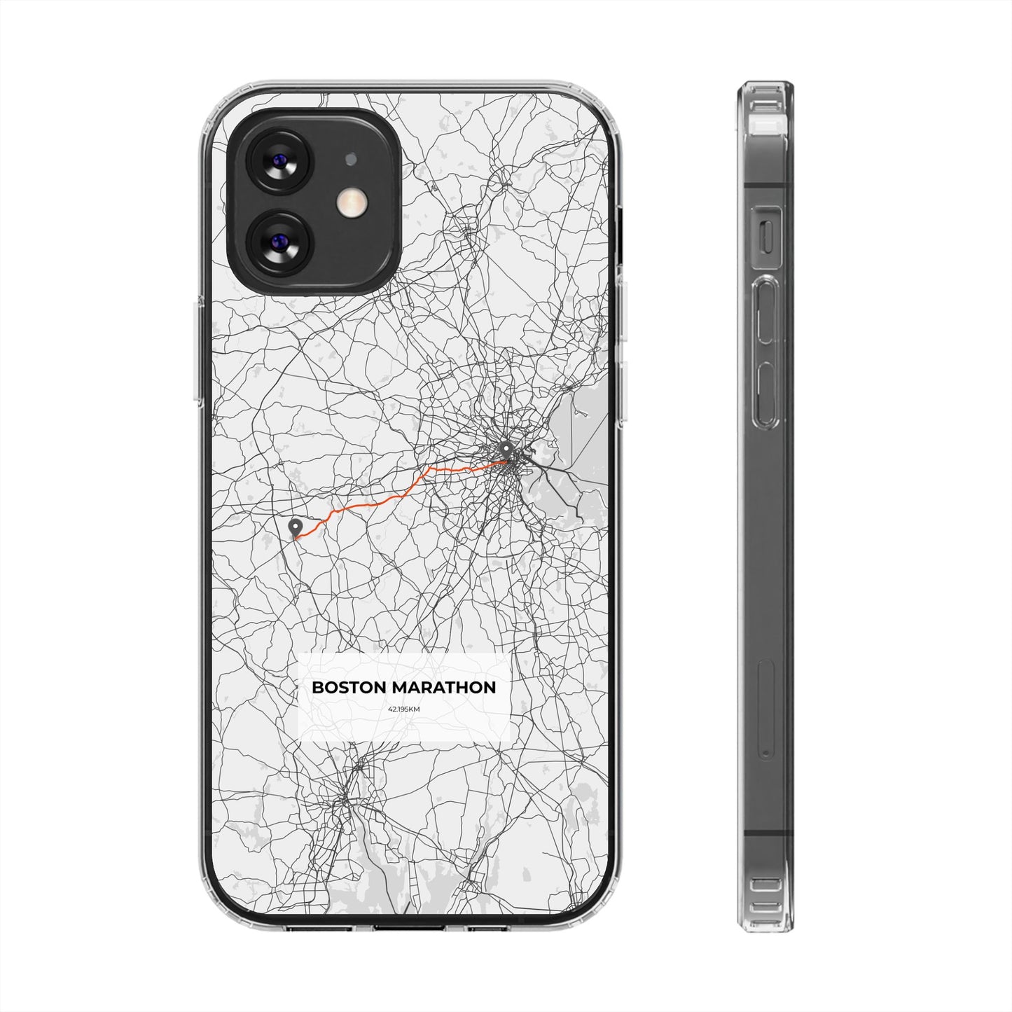 Boston Marathon Route Clear Impact-Resistant Phone Case