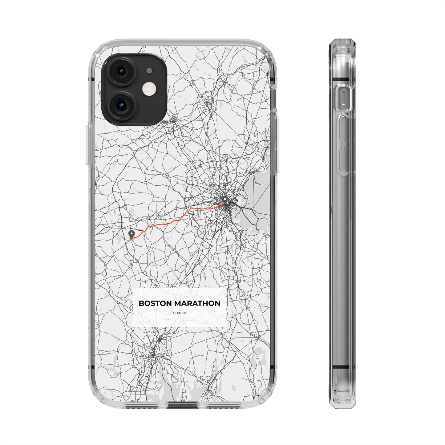 Boston Marathon Route Clear Impact-Resistant Phone Case