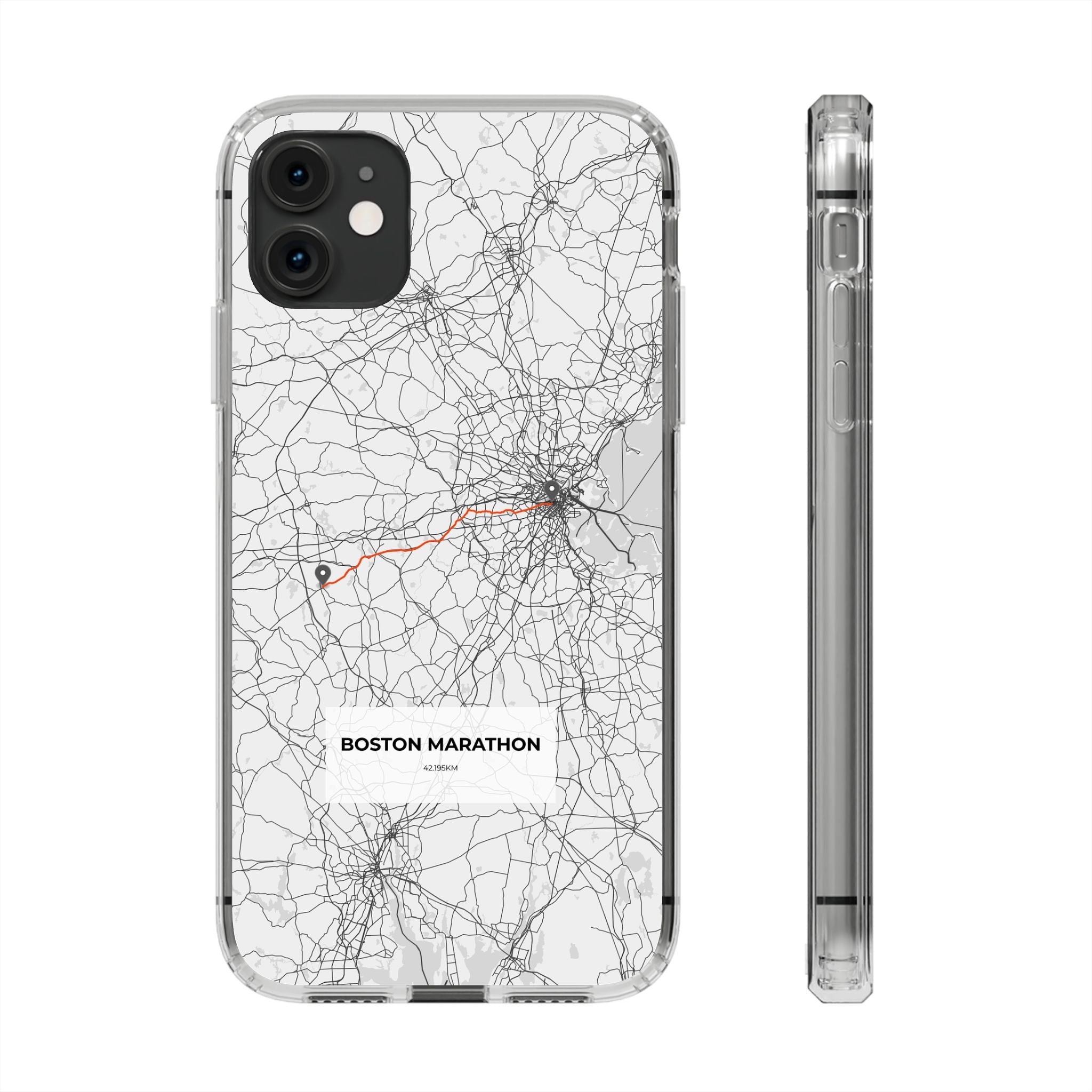 Boston Marathon Route Clear Impact-Resistant Phone Case