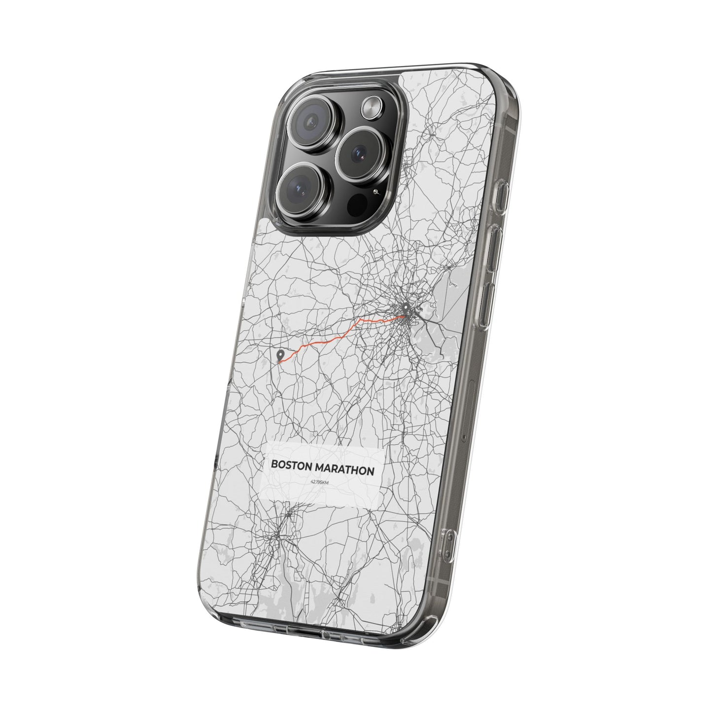 Boston Marathon Route Clear Impact-Resistant Phone Case