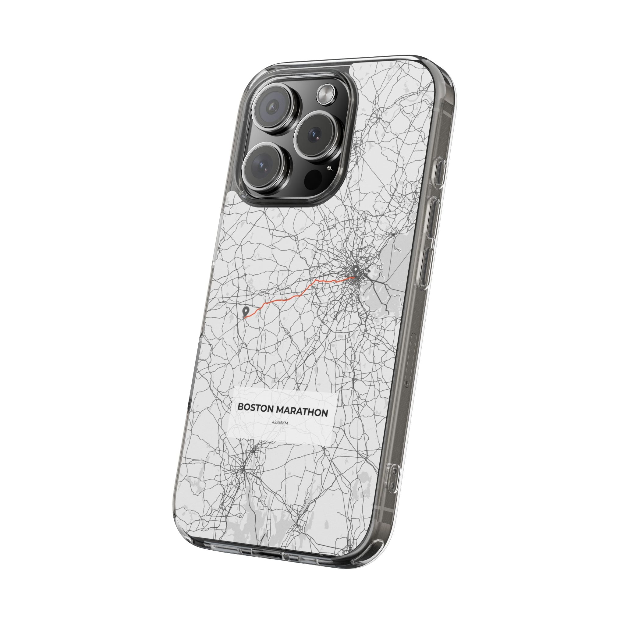 Boston Marathon Route Clear Impact-Resistant Phone Case