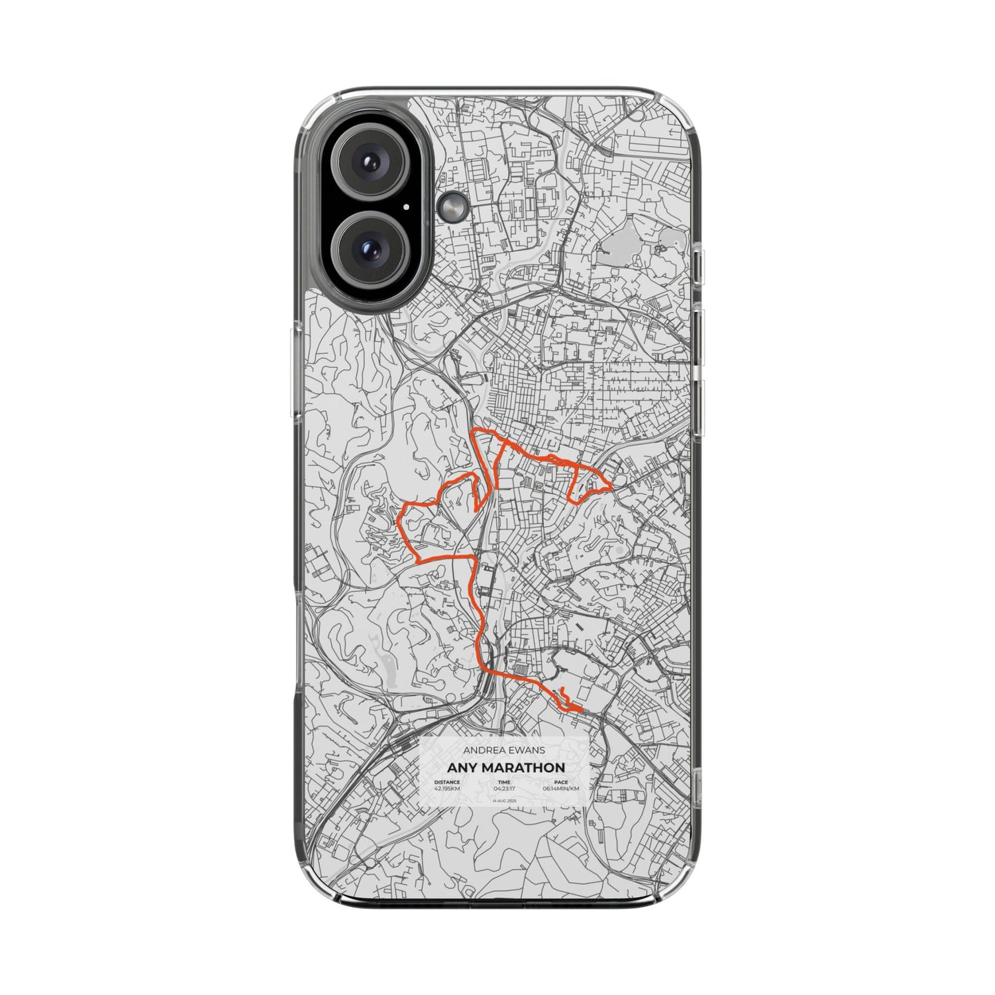Customized Marathon Route Clear Impact-Resistant Phone Case
