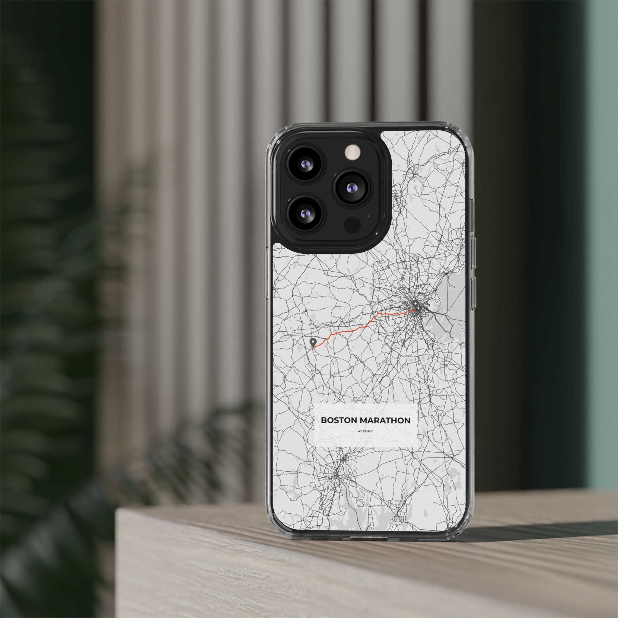 Boston Marathon Route Clear Impact-Resistant Phone Case