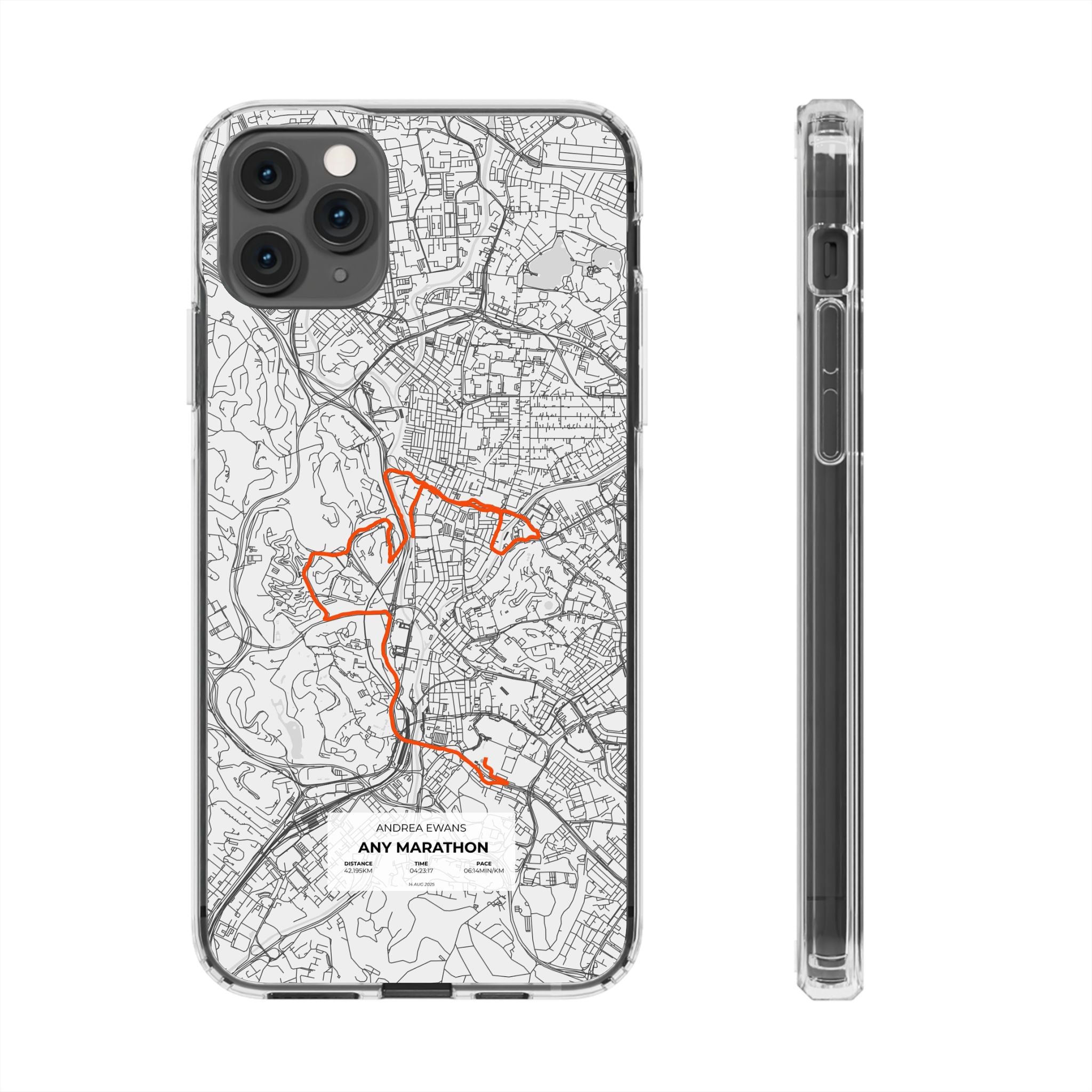 Customized Marathon Route Clear Impact-Resistant Phone Case