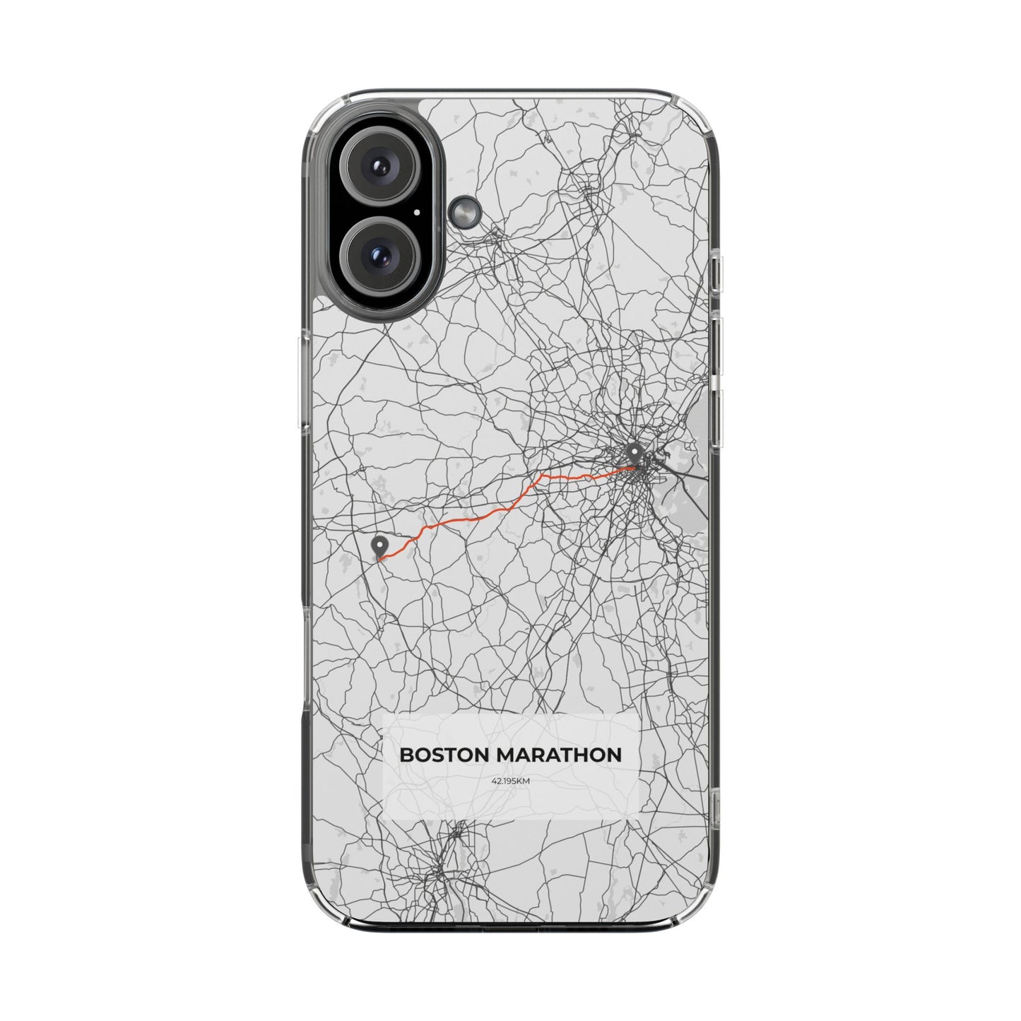 Boston Marathon Route Magnetic Clear Impact-Resistant Phone Case