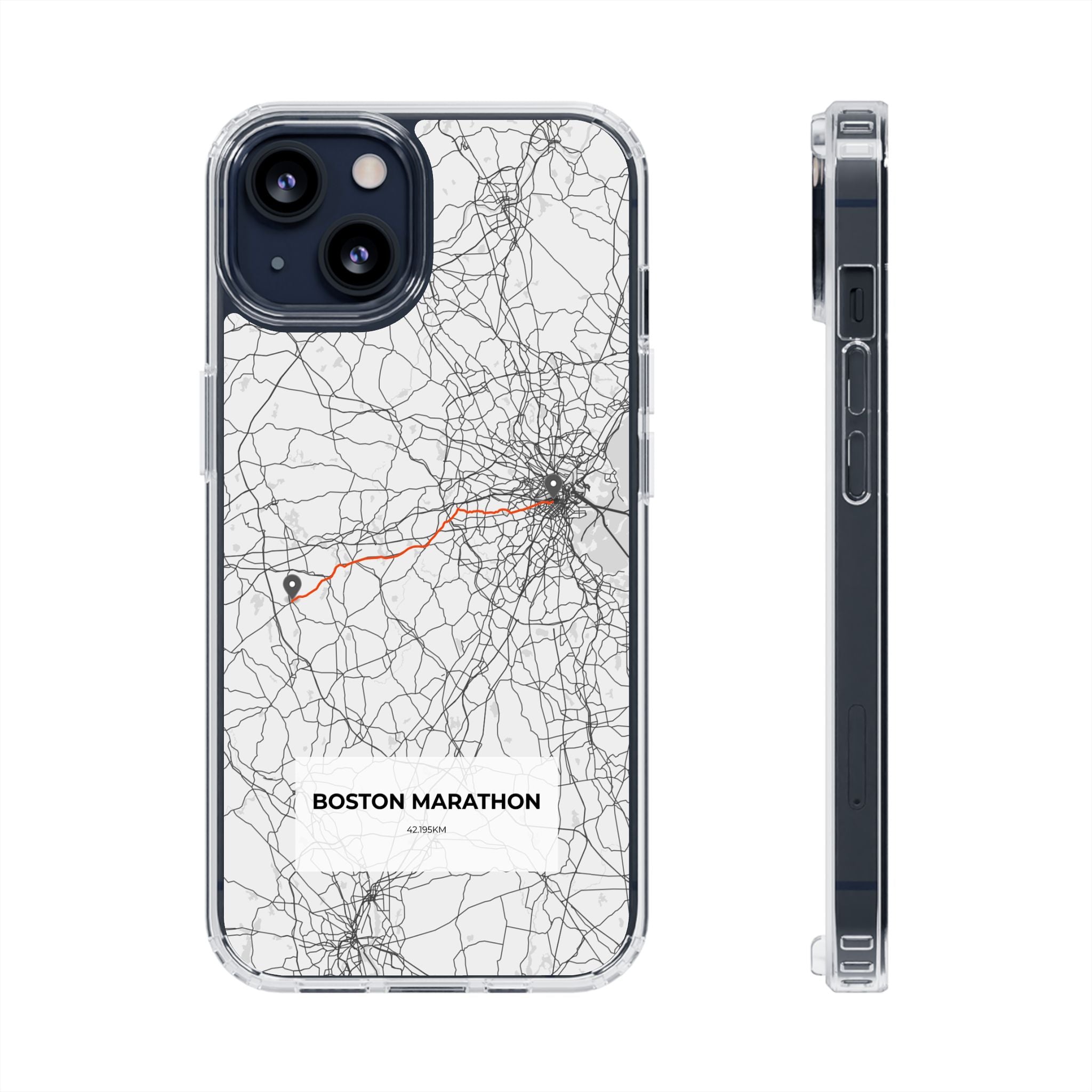 Boston Marathon Route Magnetic Clear Impact-Resistant Phone Case