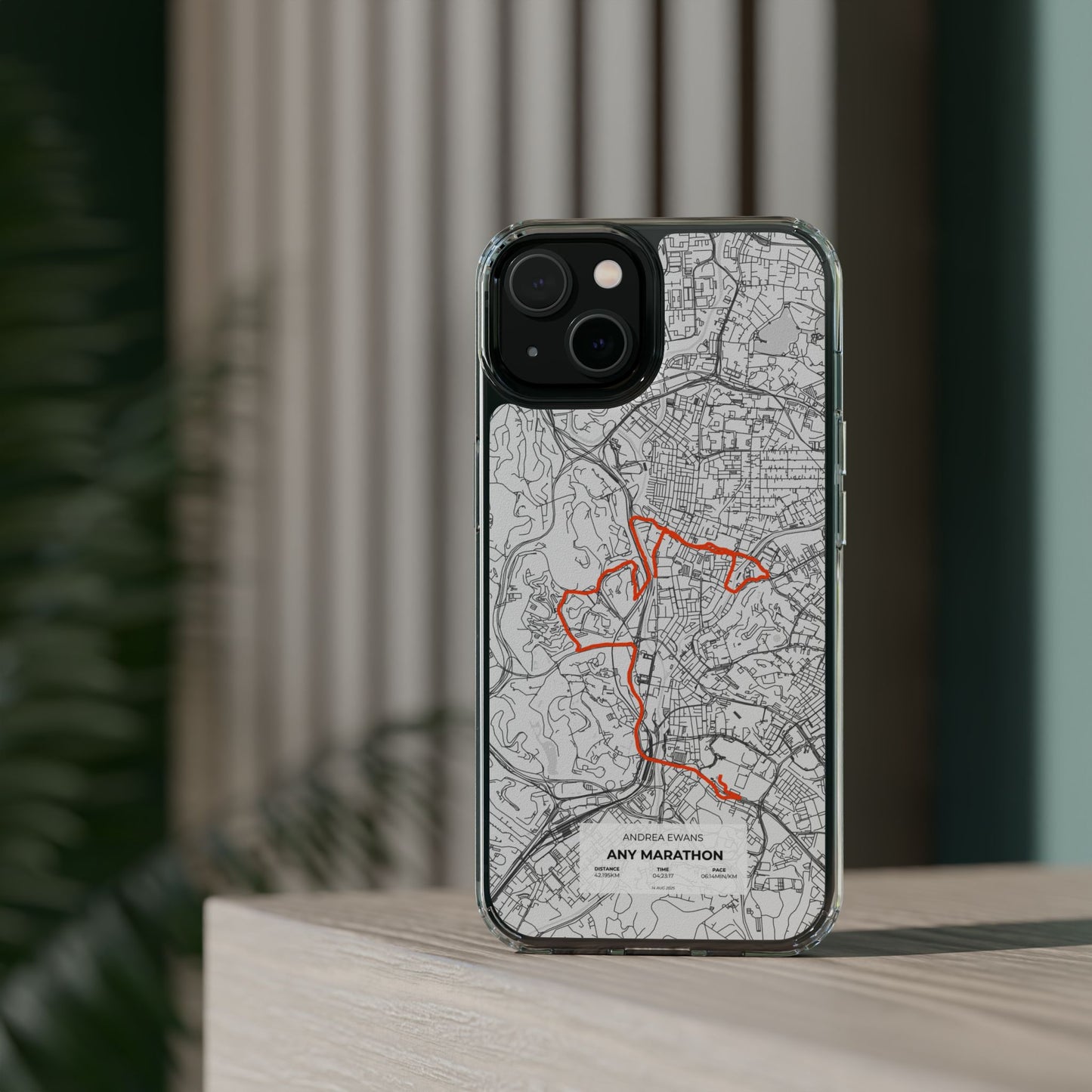 Customized Marathon Route Clear Impact-Resistant Phone Case