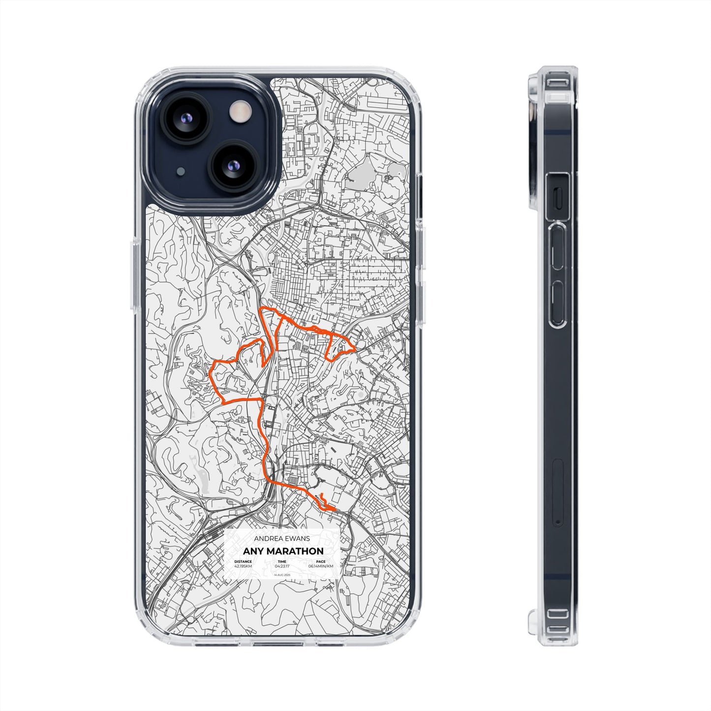Customized Marathon Route Magnetic Clear Impact-Resistant Phone Case