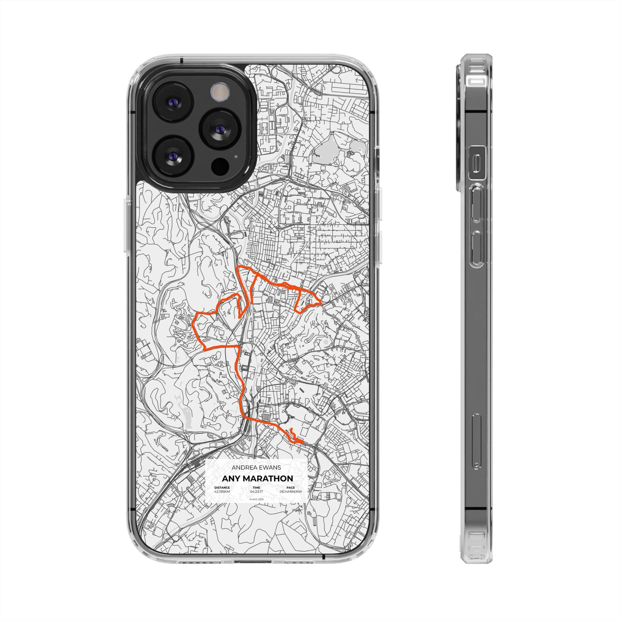 Customized Marathon Route Magnetic Clear Impact-Resistant Phone Case