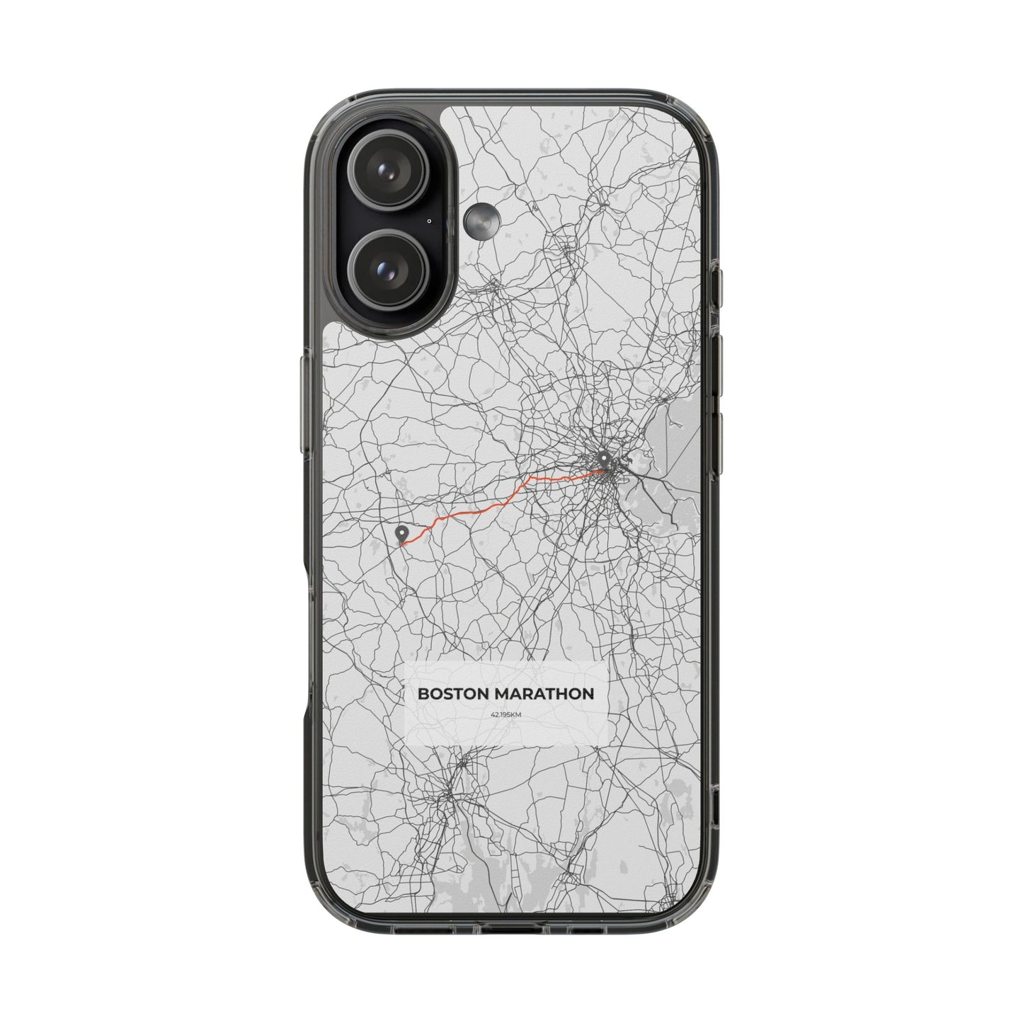 Boston Marathon Route Clear Impact-Resistant Phone Case
