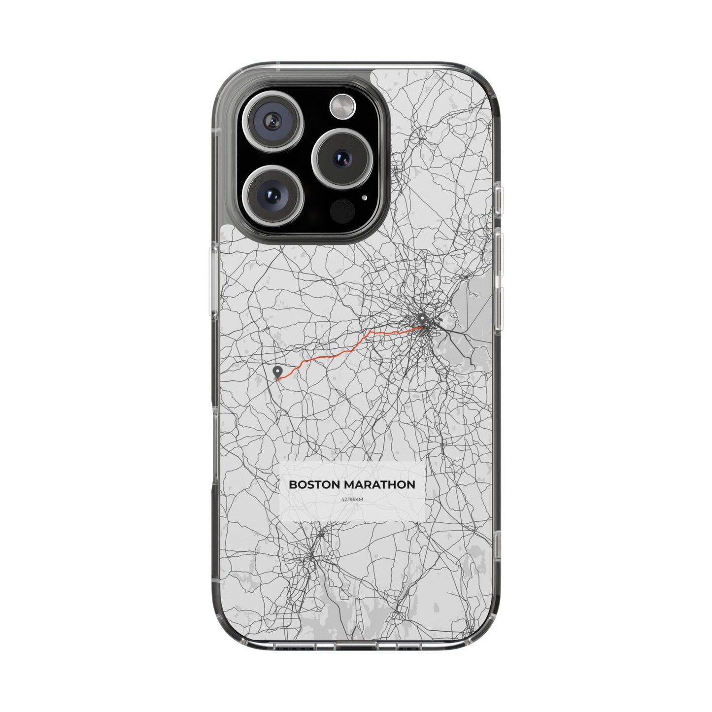 Boston Marathon Route Clear Impact-Resistant Phone Case