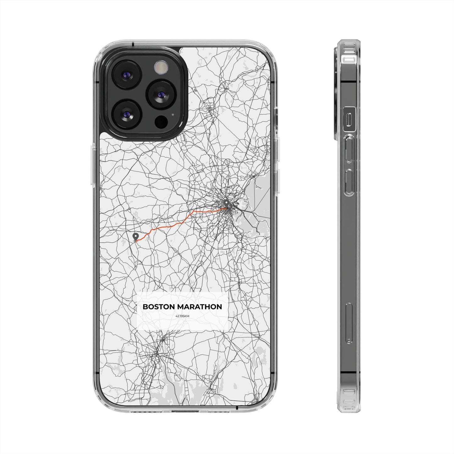 Boston Marathon Route Clear Impact-Resistant Phone Case