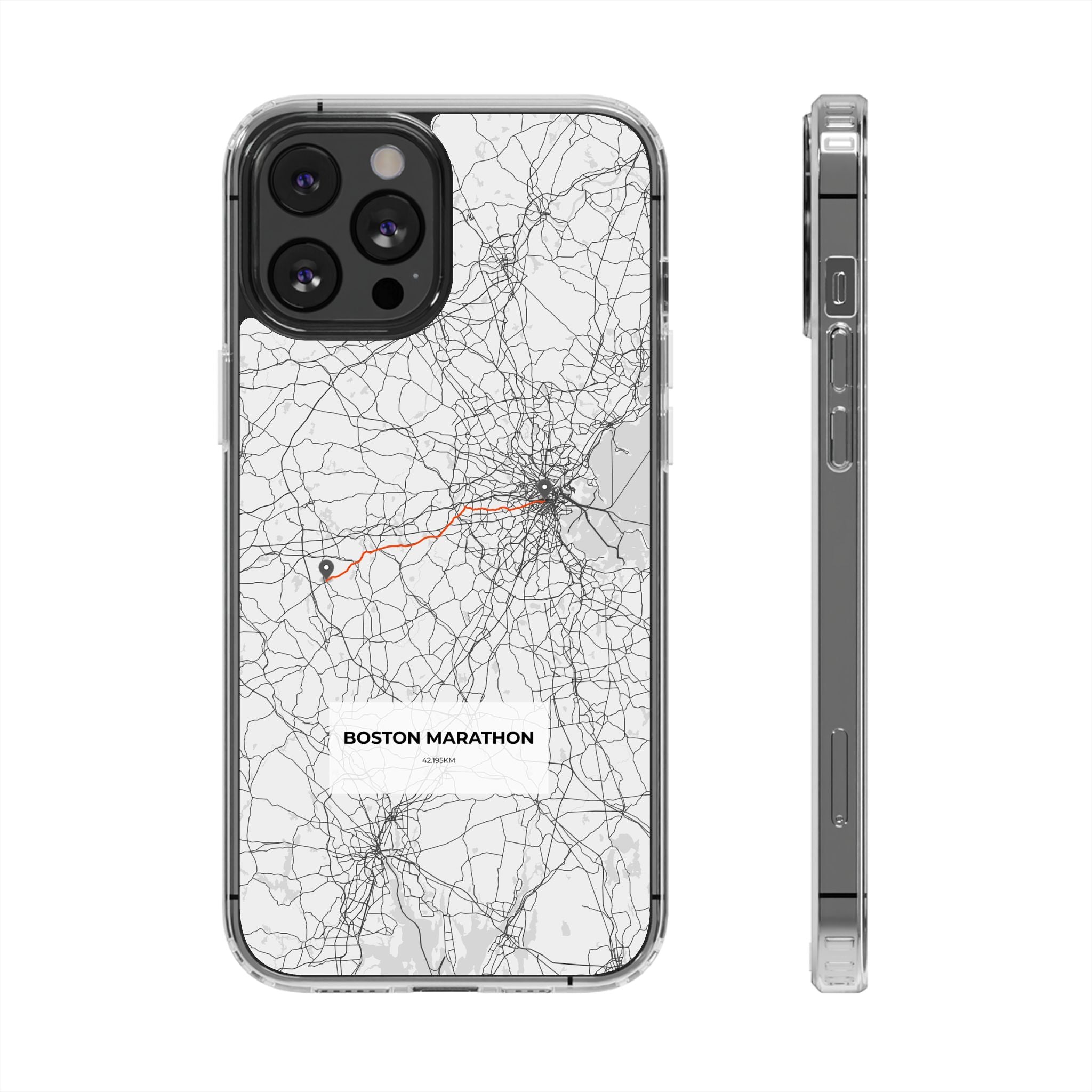 Boston Marathon Route Clear Impact-Resistant Phone Case