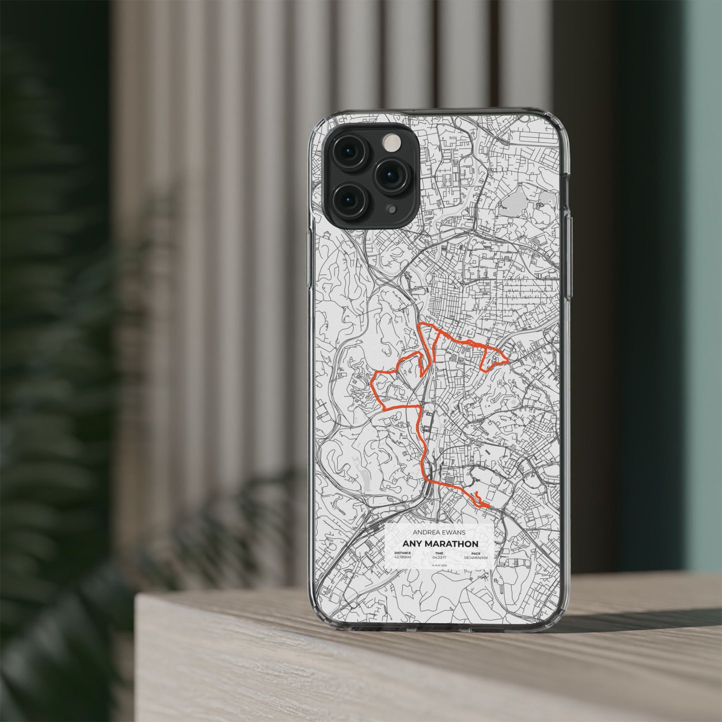 Customized Marathon Route Clear Impact-Resistant Phone Case