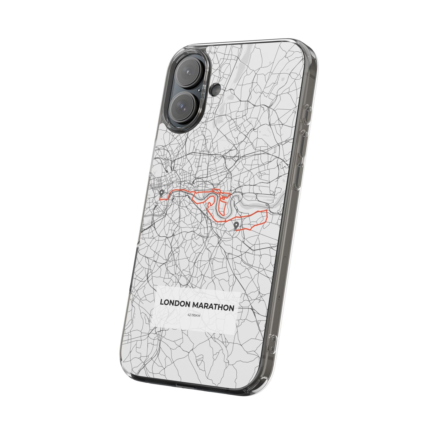 London Marathon Route Clear Impact-Resistant Phone Case