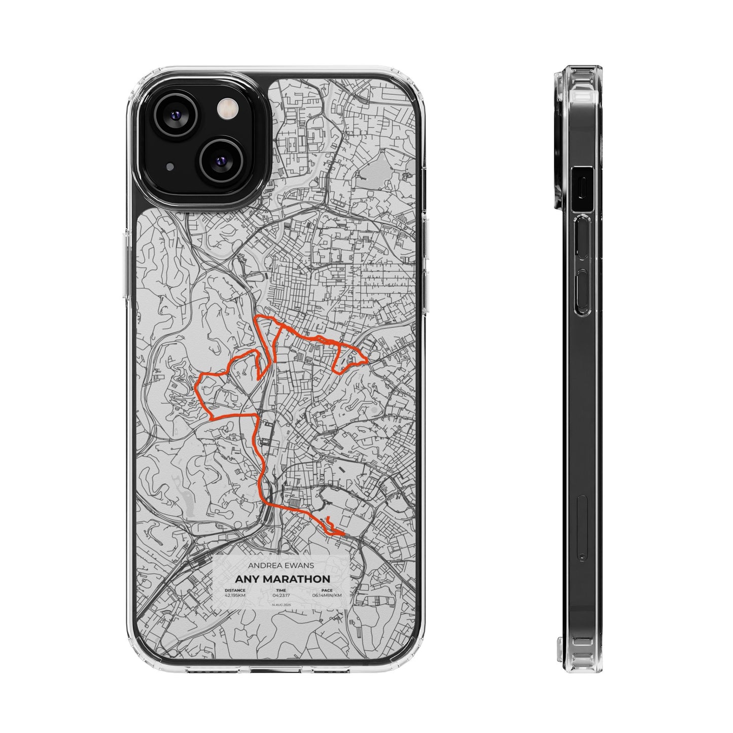 Customized Marathon Route Magnetic Clear Impact-Resistant Phone Case