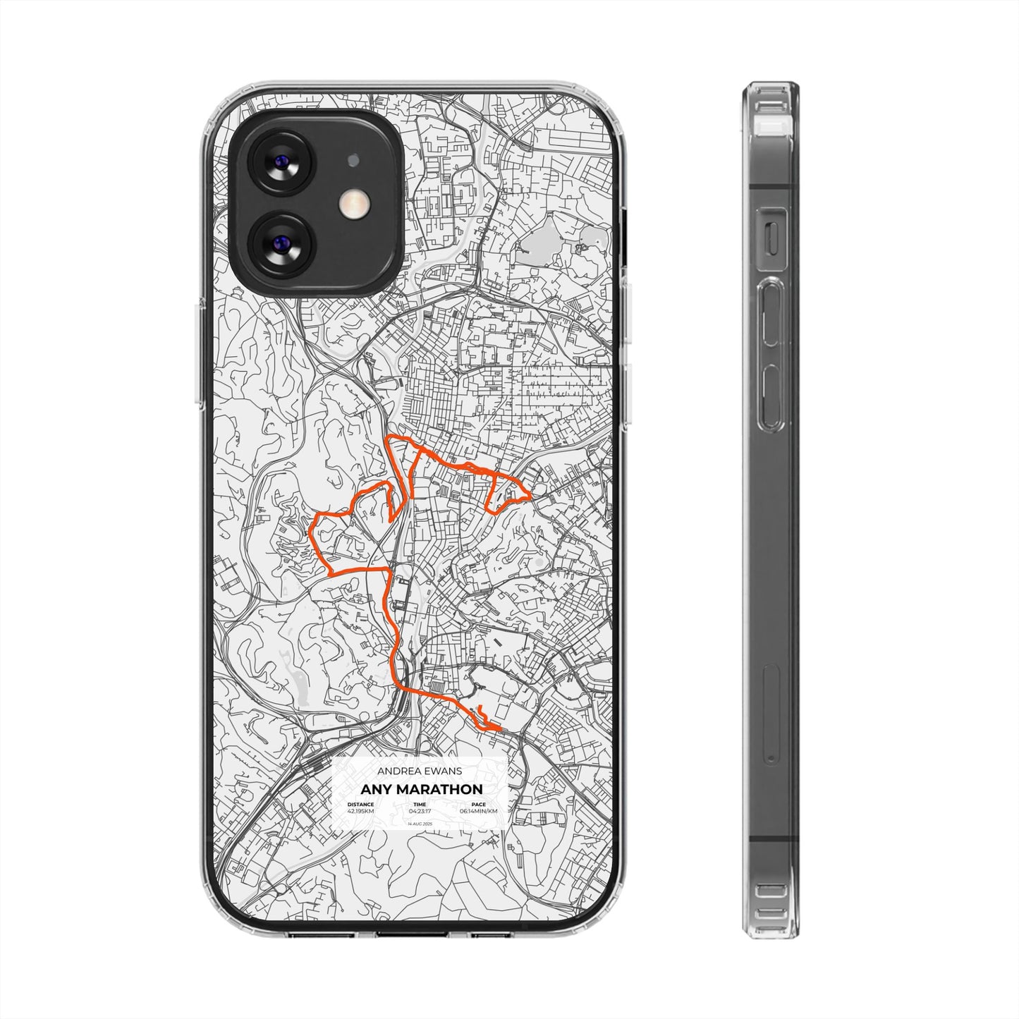 Customized Marathon Route Clear Impact-Resistant Phone Case