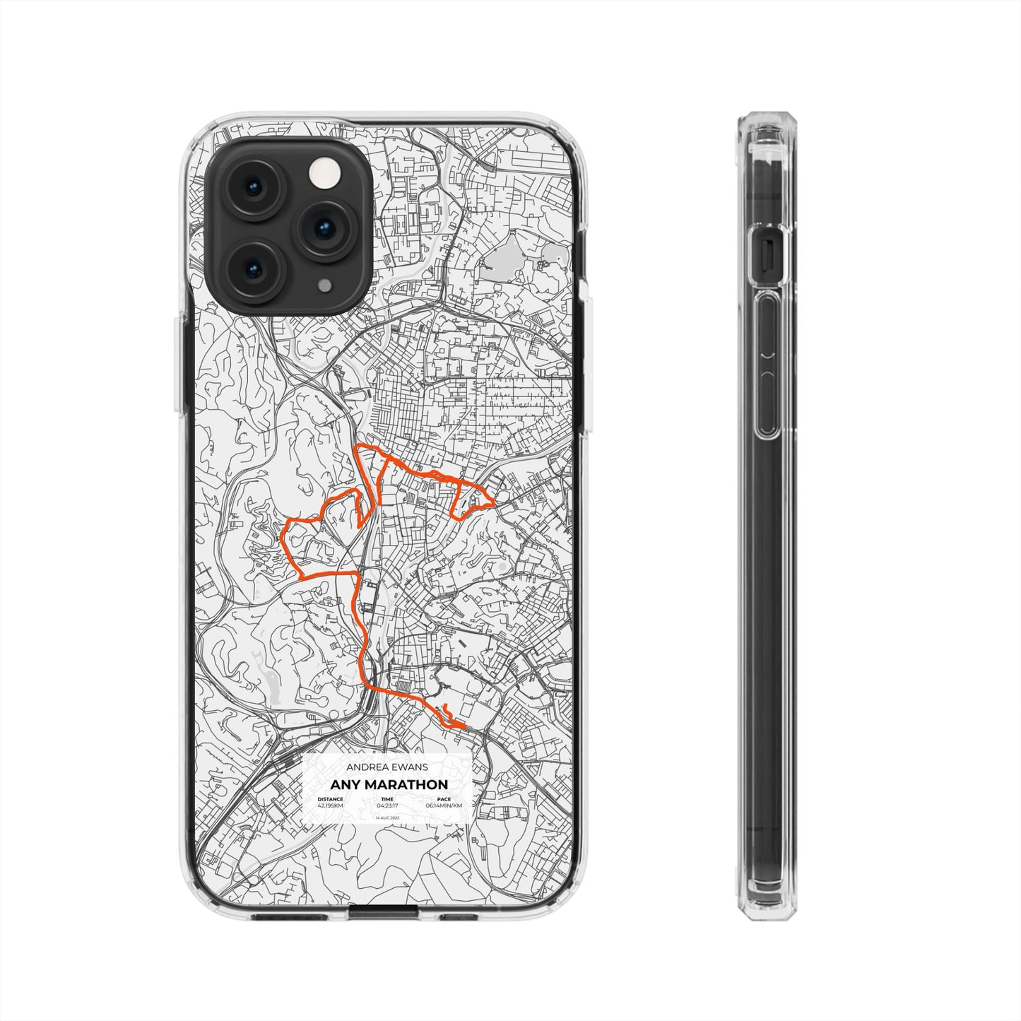 Customized Marathon Route Clear Impact-Resistant Phone Case