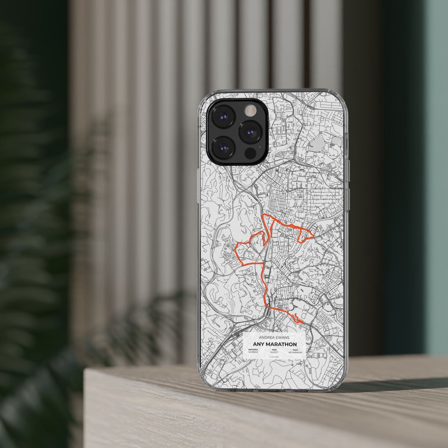 Customized Marathon Route Clear Impact-Resistant Phone Case