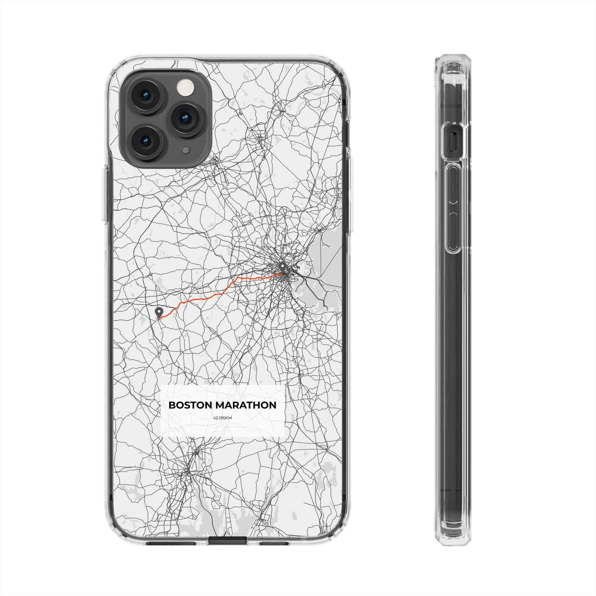 Boston Marathon Route Clear Impact-Resistant Phone Case