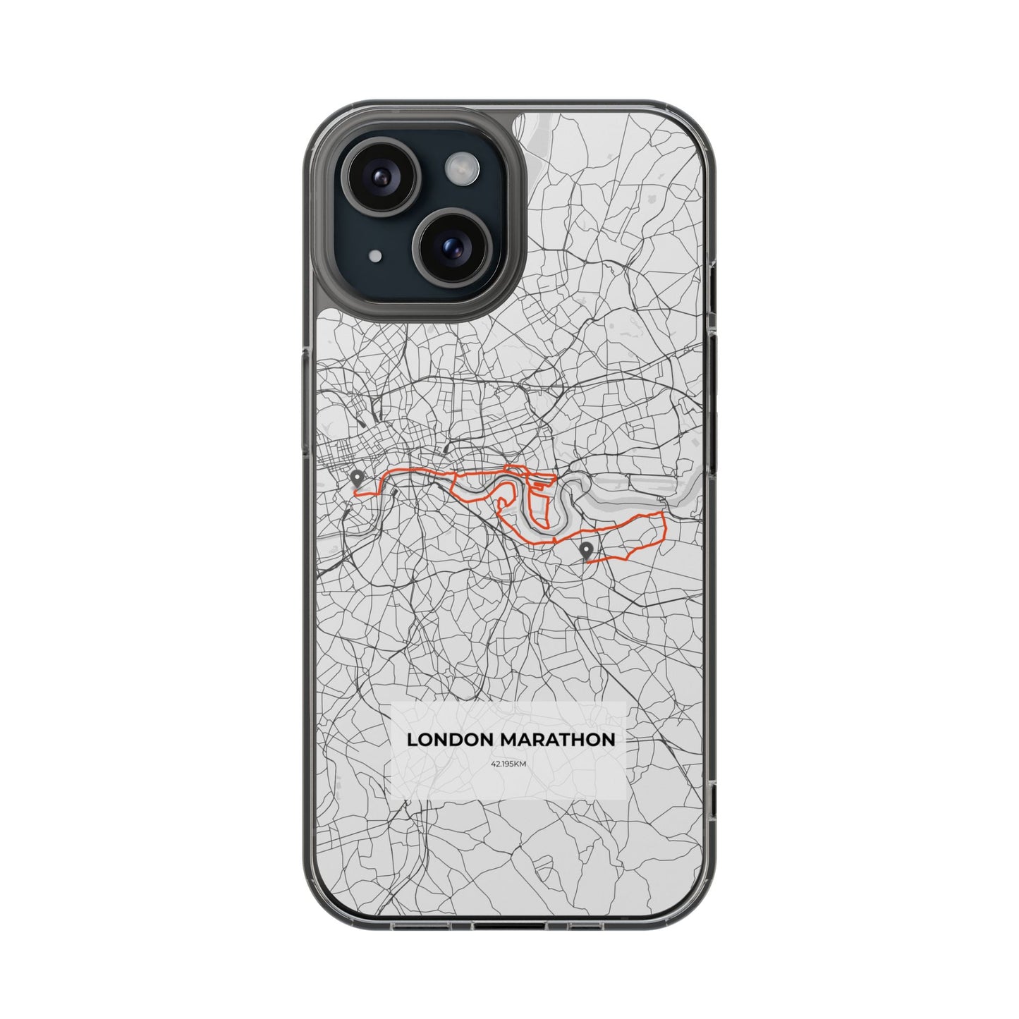 London Marathon Route Clear Impact-Resistant Phone Case