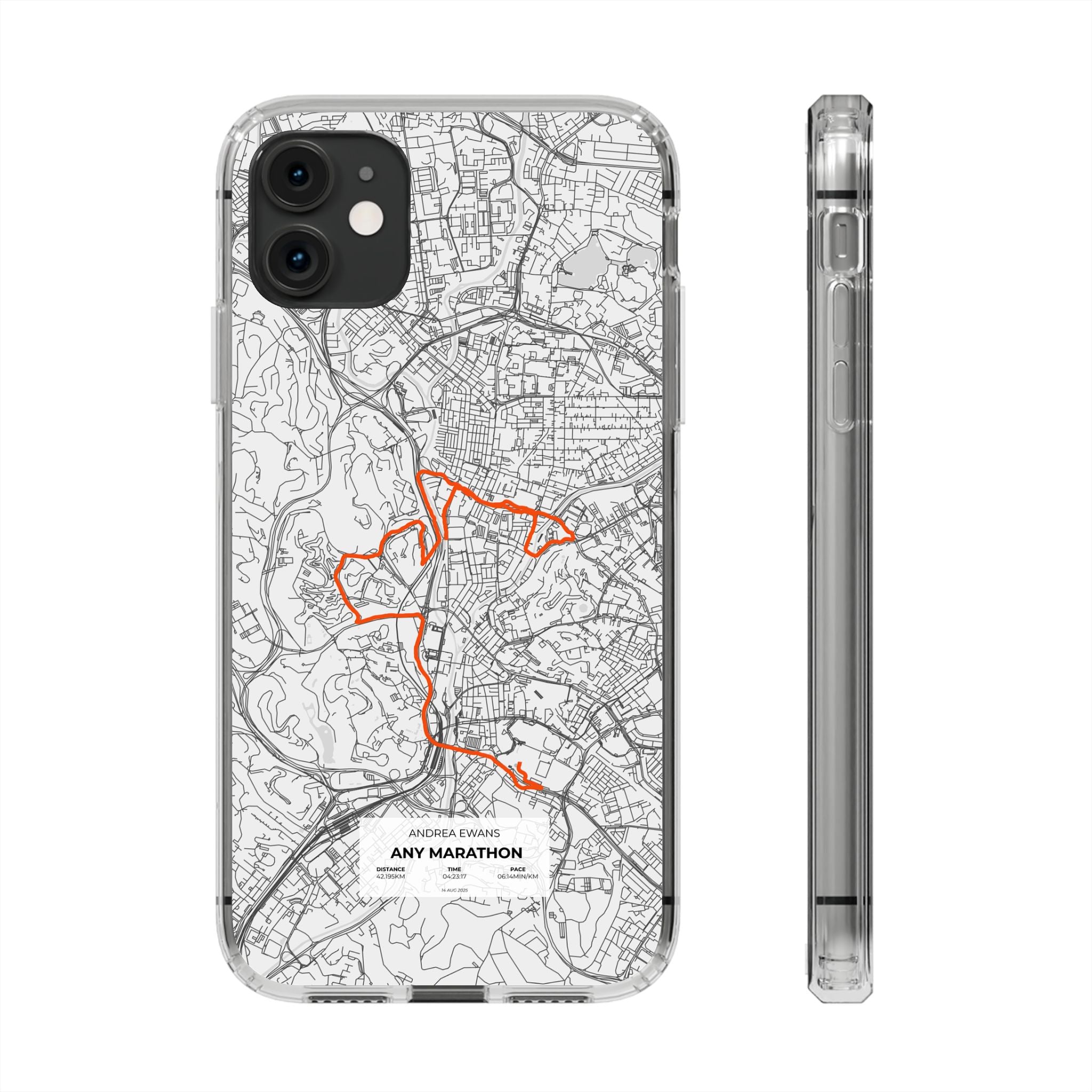 Customized Marathon Route Clear Impact-Resistant Phone Case